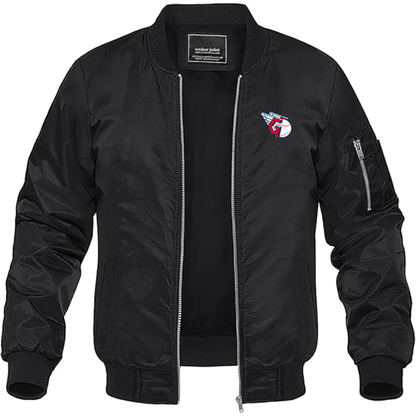 Men's Cleveland Guardians  Logo Lightweight Bomber Jacket Windbreaker Softshell Varsity Jacket Coat