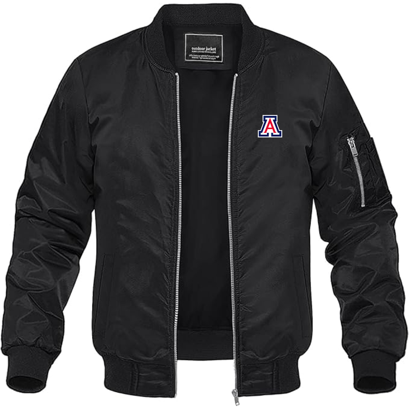 Men's Arizona Wildcats Lightweight Bomber Jacket Windbreaker Softshell Varsity Jacket Coat