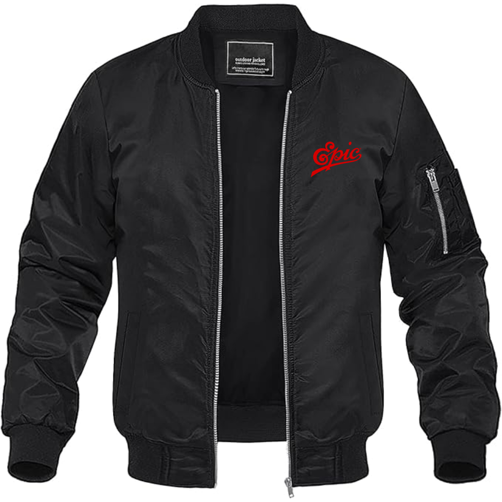 Men's Epic Records Lightweight Bomber Jacket Windbreaker Softshell Varsity Jacket Coat