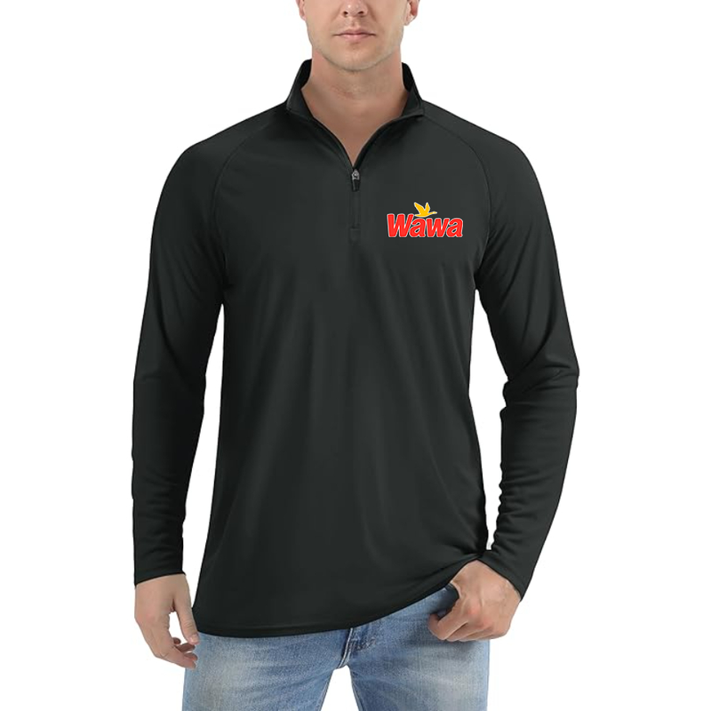 Men's  Wawa Gas Station Lightweight Quarter-Zip Athletic Shirt Long Sleeve