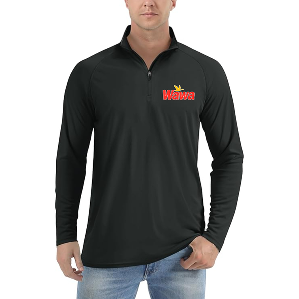 Men's  Wawa Gas Station Lightweight Quarter-Zip Athletic Shirt Long Sleeve