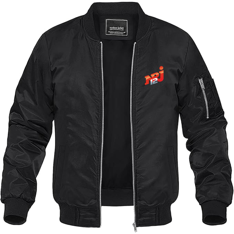 Men's NRJ 12 Logo  Lightweight Bomber Jacket Windbreaker Softshell Varsity Jacket Coat
