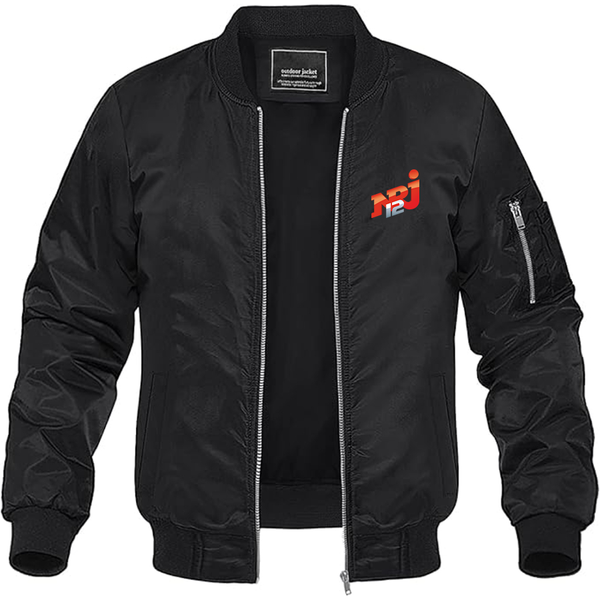 Men's NRJ 12 Logo  Lightweight Bomber Jacket Windbreaker Softshell Varsity Jacket Coat