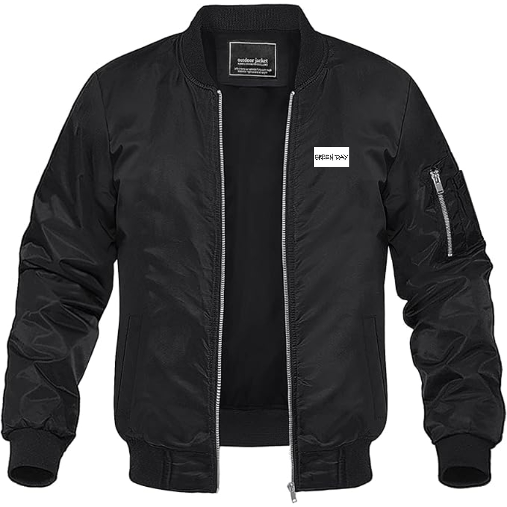 Men's Green Day Logo Lightweight Bomber Jacket Windbreaker Softshell Varsity Jacket Coat