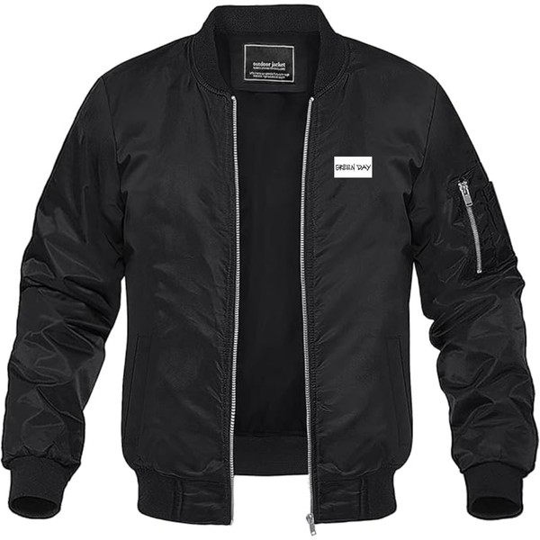 Men's Green Day Logo Lightweight Bomber Jacket Windbreaker Softshell Varsity Jacket Coat