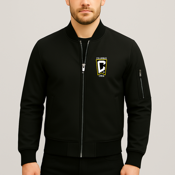 Men's Columbus Crew FC Lightweight Bomber Jacket Windbreaker Softshell Varsity Jacket Coat