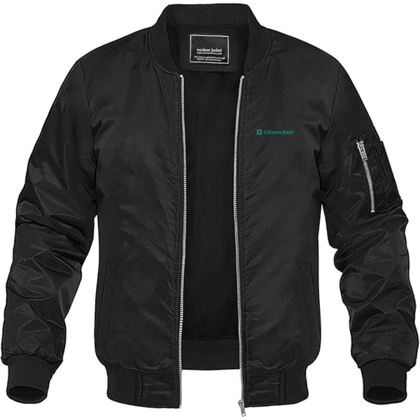Men's Citizens Bank Logo Lightweight Bomber Jacket Windbreaker Softshell Varsity Jacket Coat
