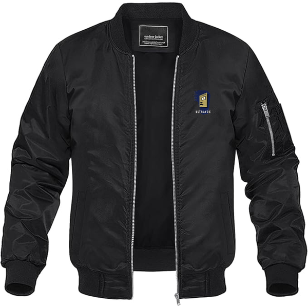 Men's Ultravox Logo Lightweight Bomber Jacket Windbreaker Softshell Varsity Jacket Coat