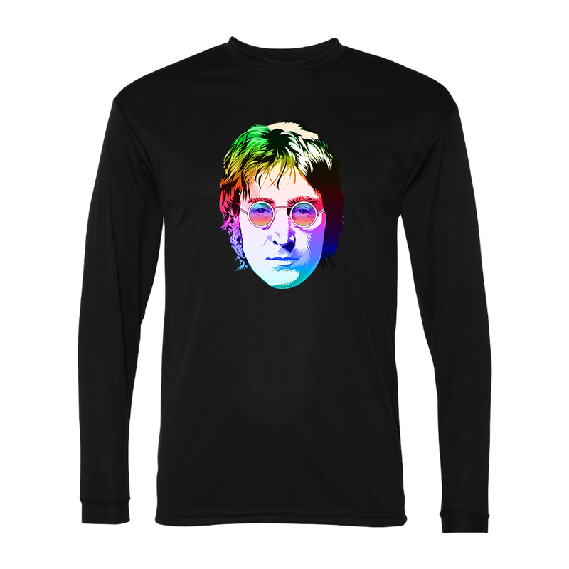 Men's John Lennon Face Art Music Polyester Long Sleeve T-Shirt