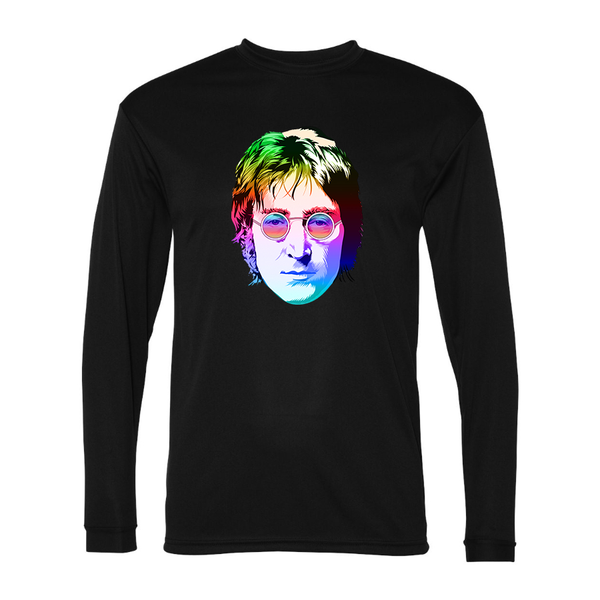 Men's John Lennon Face Art Music Polyester Long Sleeve T-Shirt