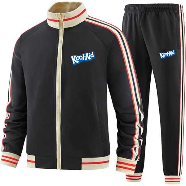 Men's kool-Aid Tracksuit with Bold Striped Accents and Zippered Front