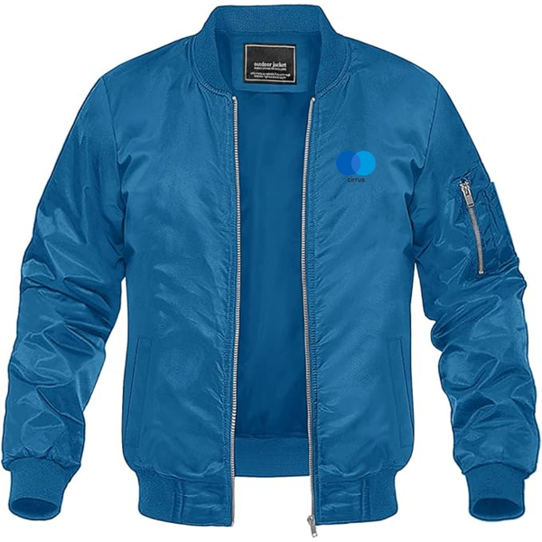 Men's Cirrus Logo Lightweight Bomber Jacket Windbreaker Softshell Varsity Jacket Coat