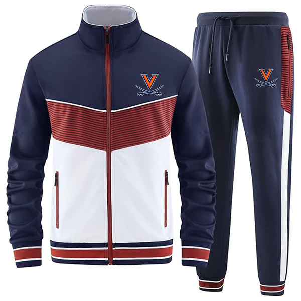 Men's Virginia Cavaliers  ANOTWENER Men_s Casual 2 Piece Tracksuit Sets Long Sleeve Full Zip Jacket and Sweatpants Sport Outfits Sweatsuits