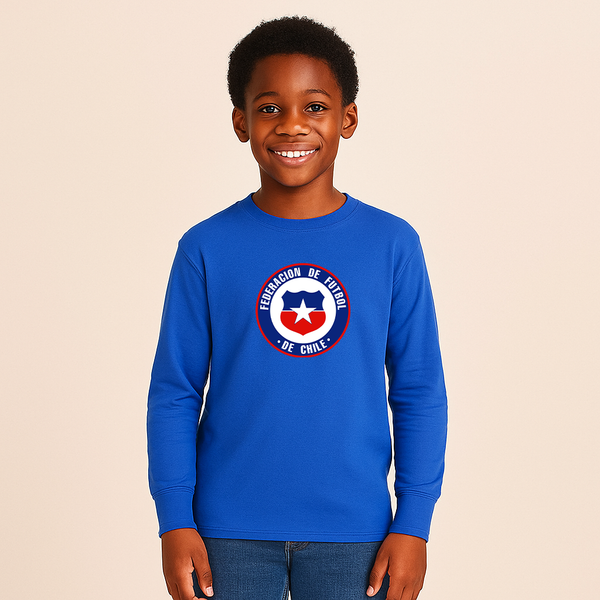 Youth Kids Chile National Soccer Team  Long Sleeve T-Shirt