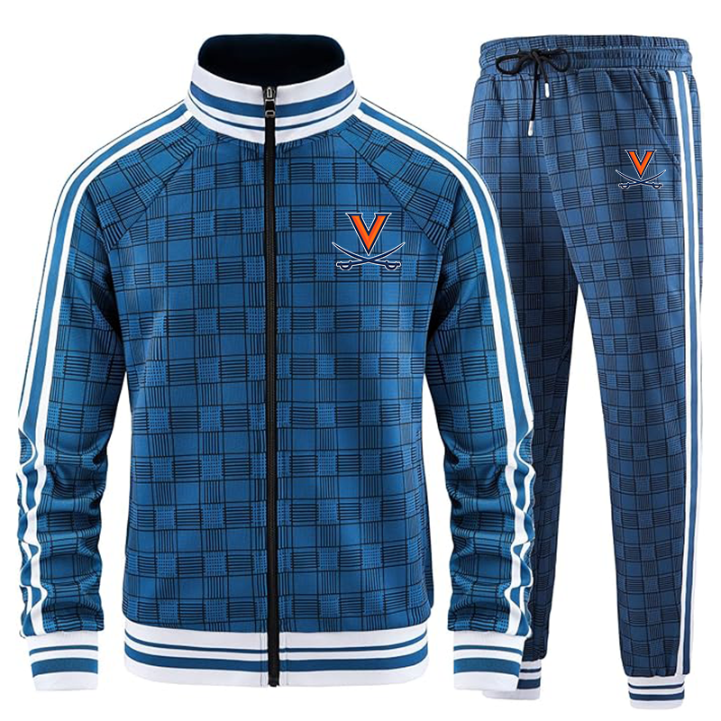 Men's Virginia Cavaliers  Full-zip Long Sleeve Plaid Track Jackets and Pants 2 Piece