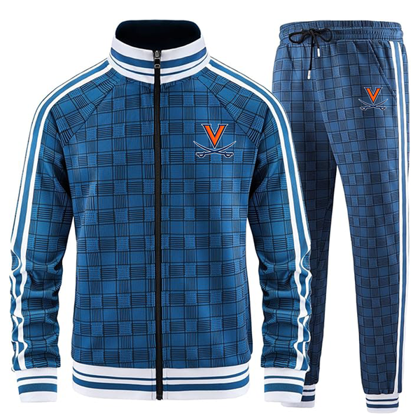 Men's Virginia Cavaliers  Full-zip Long Sleeve Plaid Track Jackets and Pants 2 Piece