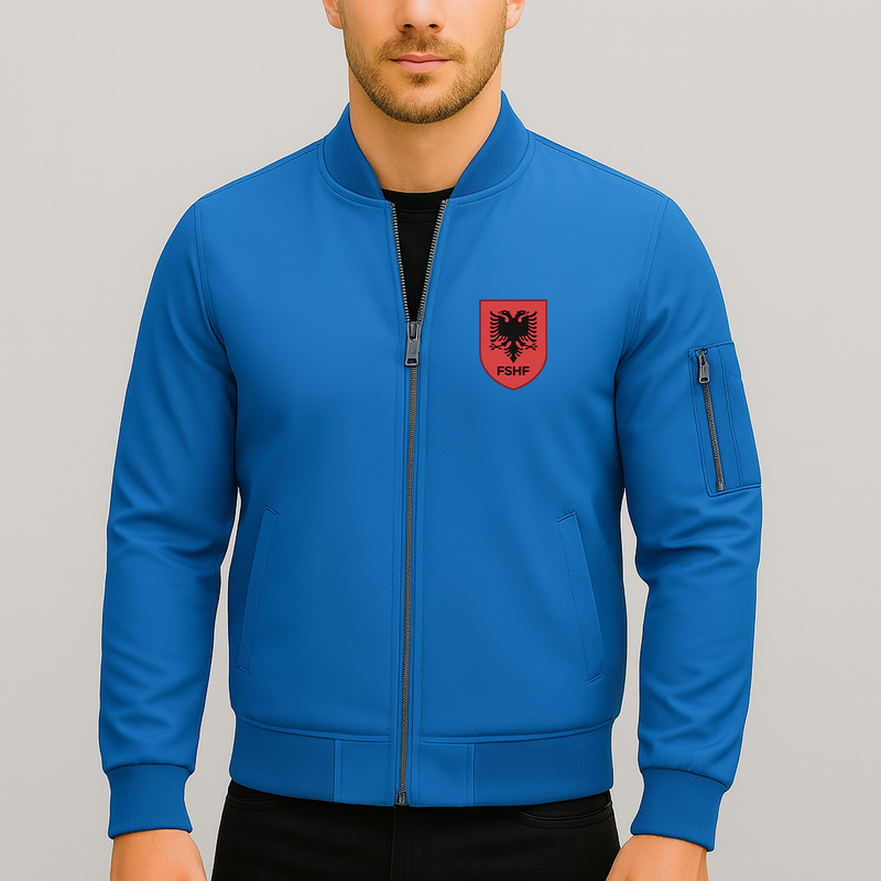Men's Albania National Soccer Team Lightweight Bomber Jacket Windbreaker Softshell Varsity Jacket Coat