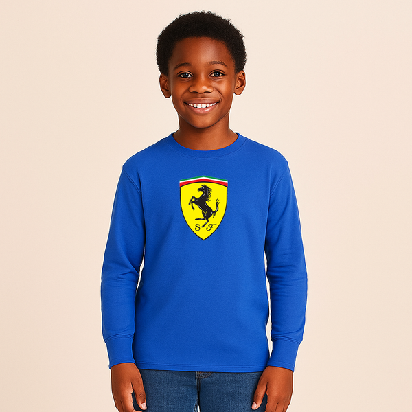 Youth Kids Ferrari Motorsport Car Long Sleeve T-Shirt