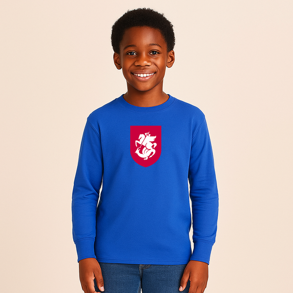 Youth Kids Georgia National Soccer Team Long Sleeve T-Shirt