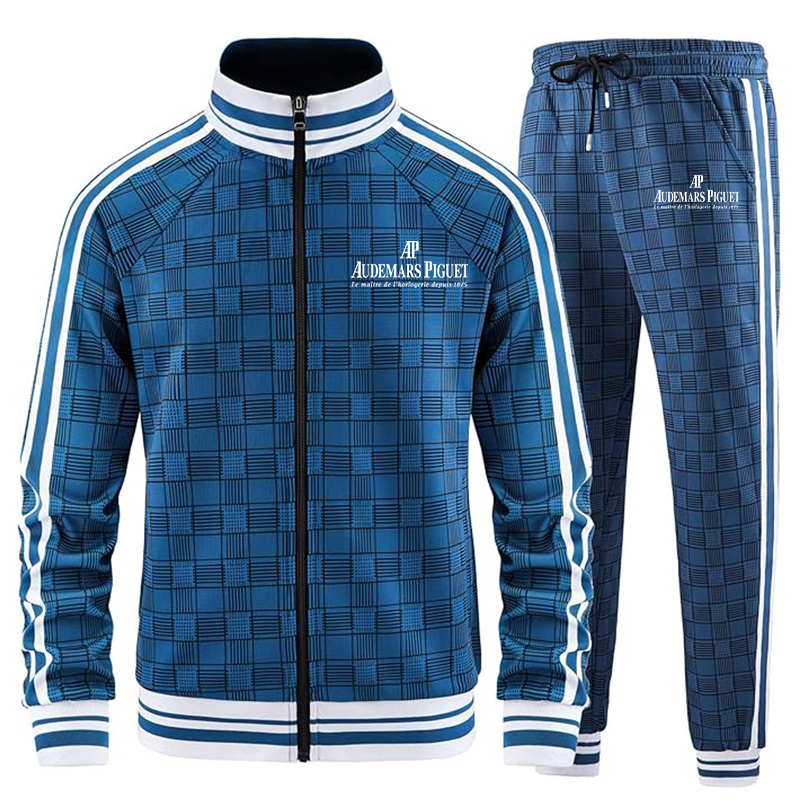 Men's Audemars-Piguet Full-zip Long Sleeve Plaid Track Jackets and Pants 2 Piece