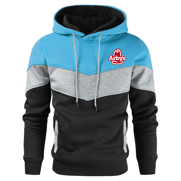 Men's Arbys  Novelty Color Block Pullover Fleece Hoodie Long Sleeve Casual