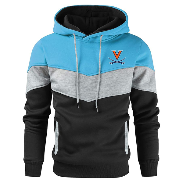 Men's  Virginia Cavaliers  Gesean  Novelty Color Block Pullover Fleece Hoodie Long Sleeve Casual