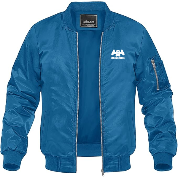 Men's Marshmello Logo Lightweight Bomber Jacket Windbreaker Softshell Varsity Jacket Coat