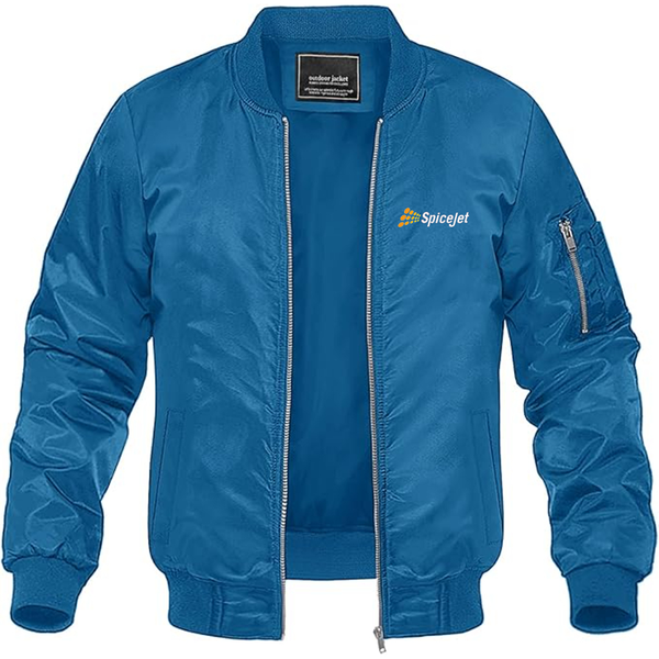 Men's SpiceJet Logo  Lightweight Bomber Jacket Windbreaker Softshell Varsity Jacket Coat