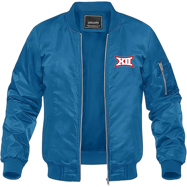 Men's  Big 12 Conference Lightweight Bomber Jacket Windbreaker Softshell Varsity Jacket Coat