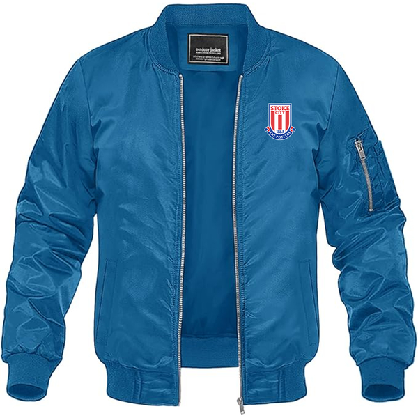 Men's Stoke City Soccer  Lightweight  Bomber Jacket Windbreaker Softshell Varsity Jacket Coat