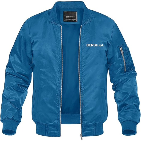 Men's Bershka Logo Lightweight Bomber Jacket Windbreaker Softshell Varsity Jacket Coat