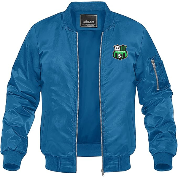 Men's U.S. Sassuolo Soccer Lightweight Bomber Jacket Windbreaker Softshell Varsity Jacket Coat