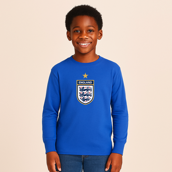 Youth Kids England National Soccer Team Long Sleeve T-Shirt