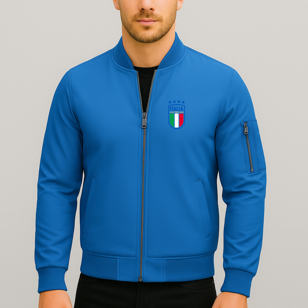 Men's  Italy National Soccer Team Lightweight Bomber Jacket Windbreaker Softshell Varsity Jacket Coat