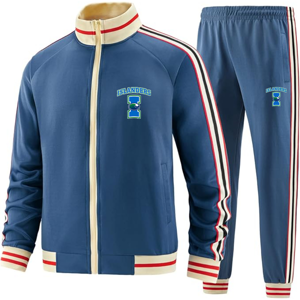 Men's Texas AM CC Islanders  Tracksuit with Bold Striped Accents and Zippered Front