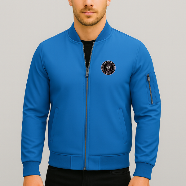 Men's Inter Miami FC Lightweight Bomber Jacket Windbreaker Softshell Varsity Jacket Coat
