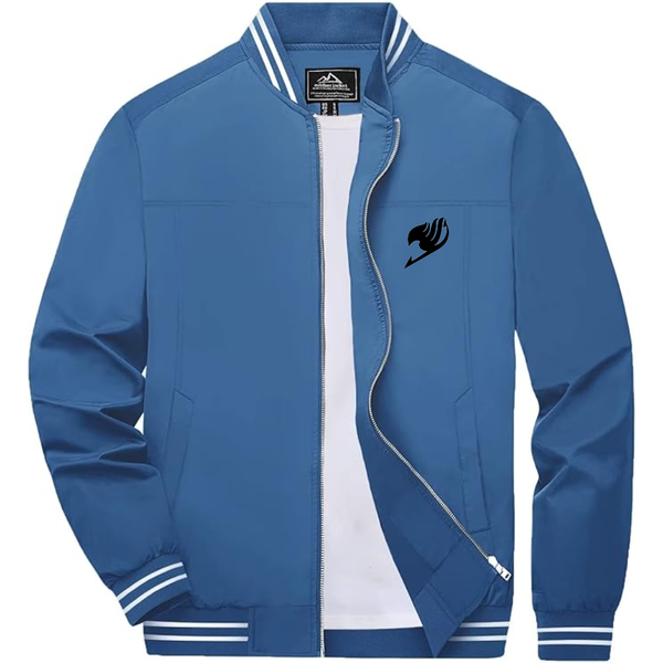 Men's  Fairy Tail  Lightweight Zip-Up Bomber Jacket with Ribbed Collar and Cuffs Versatile Casual Outerwear