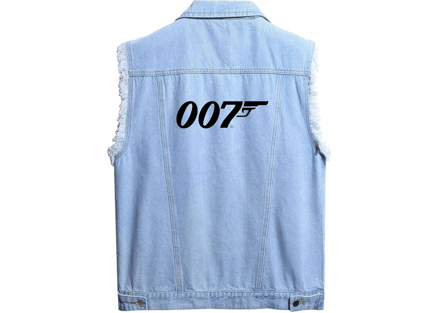 Men’s  007 James Bond Movie - Sleeveless Distressed Denim Vest – Rugged Black Jean Jacket