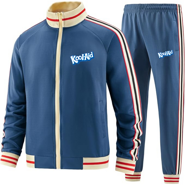 Men's kool-Aid Tracksuit with Bold Striped Accents and Zippered Front