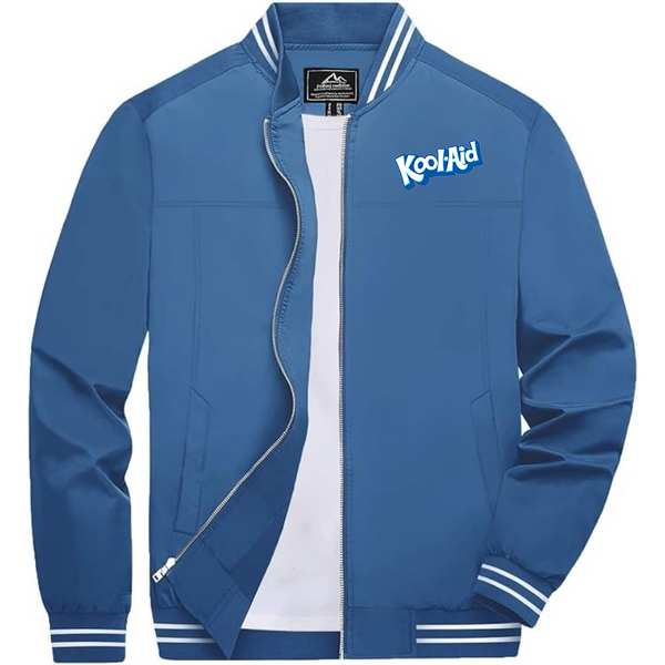 Men's kool-Aid Lightweight Zip-Up Bomber Jacket Ribbed Collar and Cuffs Outerwear