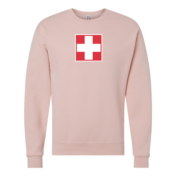 Men's Switzerland National Football Soccer Team   JERZEES NuBlend Crewneck Sweatshirt