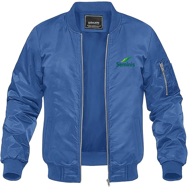 Men's  Seminis  Logo  Lightweight Bomber Jacket Windbreaker Softshell Varsity Jacket Coat