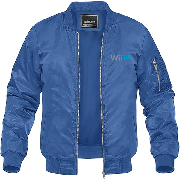 Men's Wii-U Logo Lightweight Bomber Jacket Windbreaker Softshell Varsity Jacket Coat