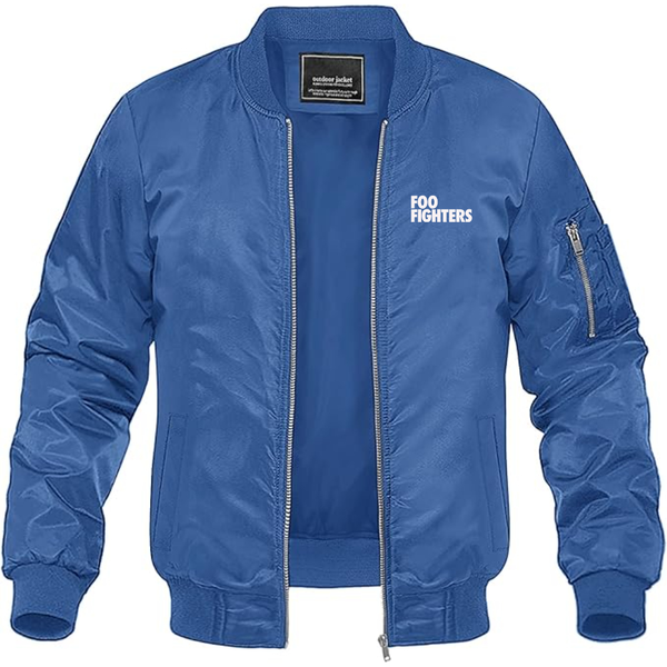 Men's Foo Fighters Logo Lightweight Bomber Jacket Windbreaker Softshell Varsity Jacket Coat