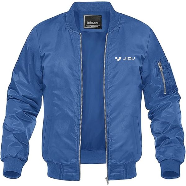 Men's Jidu Logo Lightweight Bomber Jacket Windbreaker Softshell Varsity Jacket Coat