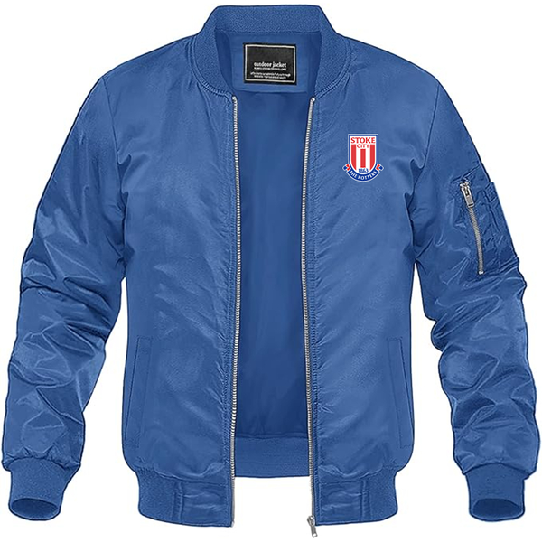Men's Stoke City Soccer  Lightweight  Bomber Jacket Windbreaker Softshell Varsity Jacket Coat