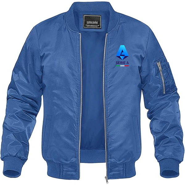 Men's  Italian Serie A Logo Lightweight Bomber Jacket Windbreaker Softshell Varsity Jacket Coat