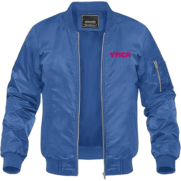 Men's  YMCA Mauve Lightweight Bomber Jacket Windbreaker Softshell Varsity Jacket Coat