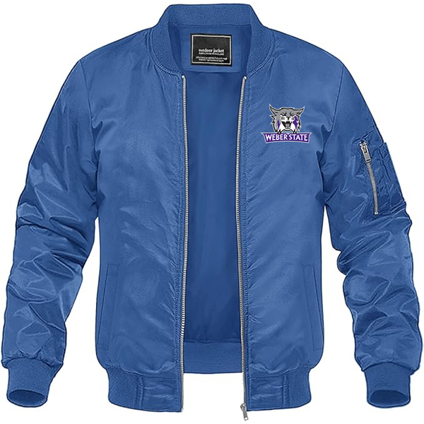 Men's Weber State Wildcats Lightweight Bomber Jacket Windbreaker Softshell Varsity Jacket Coat