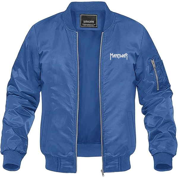 Men's   Manowar Logo Lightweight Bomber Jacket Windbreaker Softshell Varsity Jacket Coat